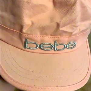 bebe Women's Pink Logo Rhinestone Cadet Hat
